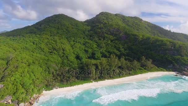 Pintoresca Vista Playa Grand Anse Digue Island Seychelles Vídeo — Vídeos de Stock