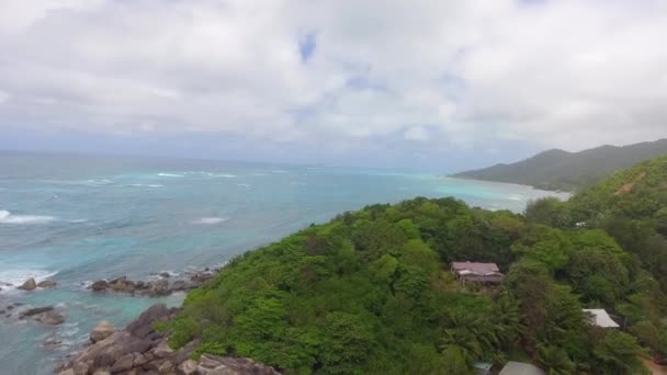 Niesamowite Wybrzeża Wyspie Praslin Seszele Wideo — Wideo stockowe