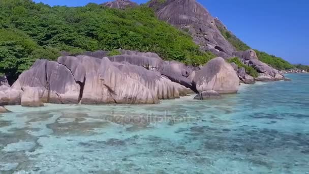 Pintoresca Vista Anse Source Argent Isla Digue Seychelles — Vídeo de stock