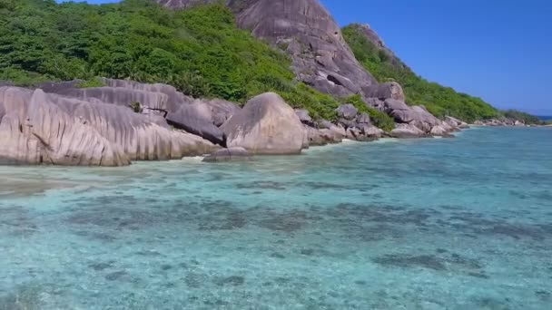 アンジュ ソース スール ダルジャン ディーグ島 セイシェルの美しい景色 — ストック動画