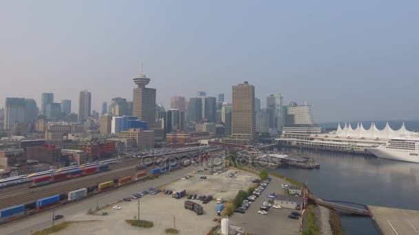 ビデオでブリティッシュ コロンビア カナダ バンクーバーの都市ポート — ストック動画