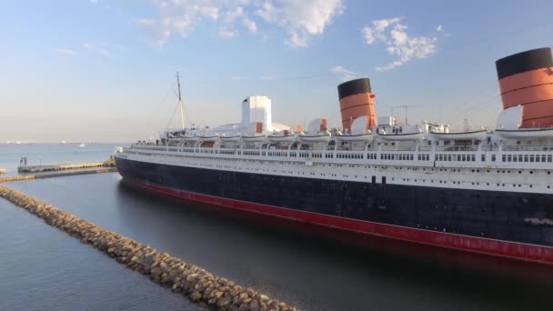 Длинг Бич Калифорния Августа 2017 Года Rms Queen Mary Океанский — стоковое видео