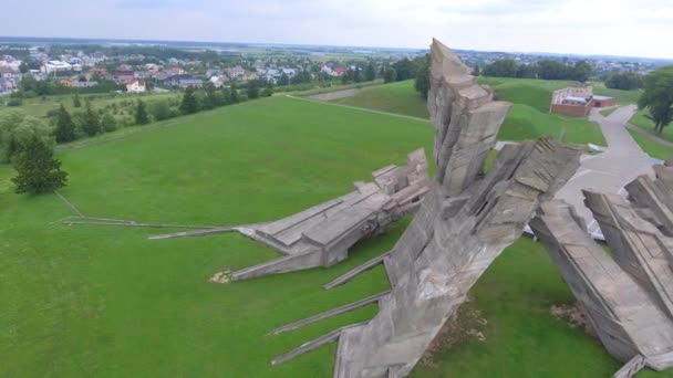 Flygfoto över nionde Fort, Kaunas — Stockvideo