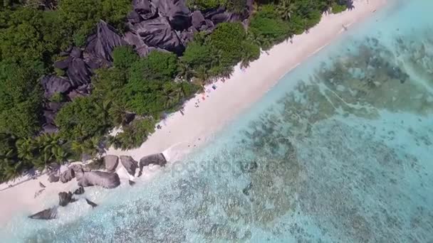 Festői Kilátás Nyílik Anse Forrás Argent Digue Sziget Seychelle Szigetek — Stock videók