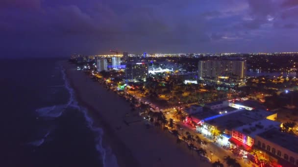 Vista Aérea Fort Lauderdale Por Noche Florida Vídeo — Vídeo de stock