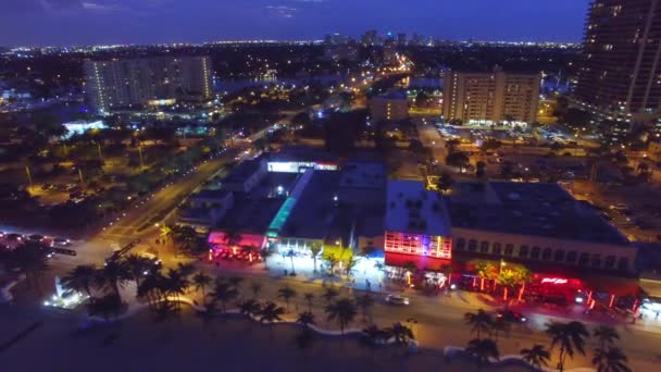 Vista Aérea Fort Lauderdale Por Noche Florida Vídeo — Vídeos de Stock