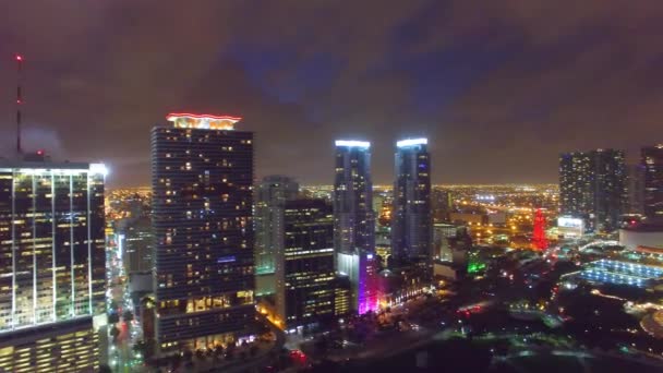 Hermosa Vista Los Rascacielos Miami Beach Noche Florida — Vídeos de Stock