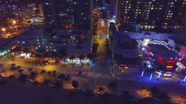 Luchtfoto Van Fort Lauderdale Bij Nacht Florida Usa Video — Stockvideo