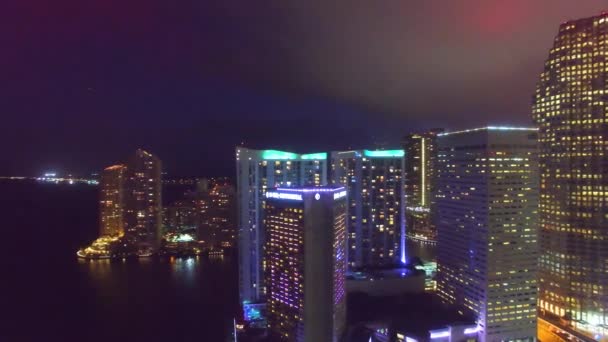 Hermosa Vista Los Rascacielos Miami Beach Noche Florida — Vídeo de stock