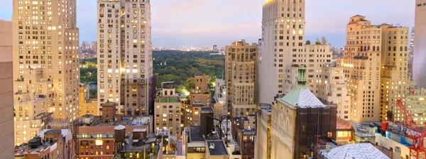 Vista Aérea Del Horizonte Nueva York Una Hermosa Noche — Foto de Stock