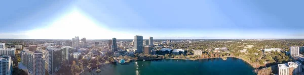 Orlando Skyline Zachód Słońca Piękny Panoramiczny Widok Florydzie — Zdjęcie stockowe