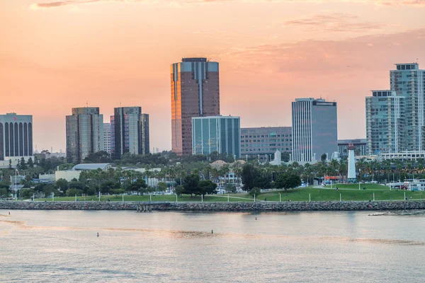 Long Beach California City Skyline Sunset — Stock Photo, Image