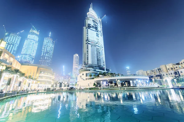 Dubai December 2016 Street View Över Downtown Dubai Natten Staden — Stockfoto