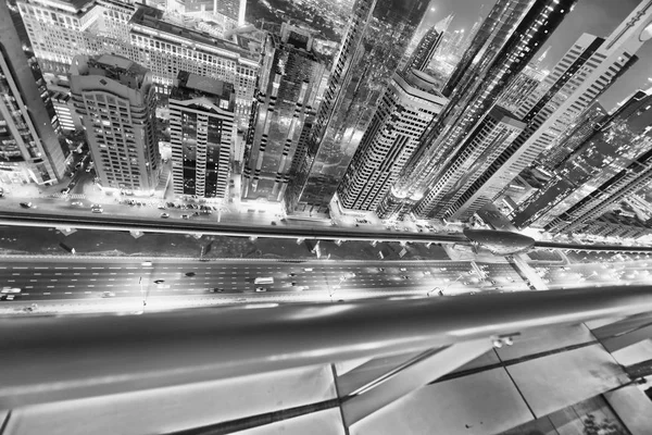 Skyline Downrtown Longo Sheikh Zayed Road Noite Dubai — Fotografia de Stock