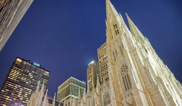Catedral São Patrício Noite Nova York — Fotografia de Stock