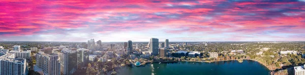 Orlando Skyline Solnedgången Vacker Panoramautsikt Över Florida — Stockfoto