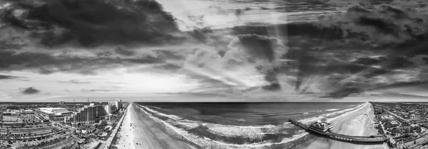 Úžasné Panoramatické Černé Bílé Letecký Pohled Daytona Beach Soumraku Florida — Stock fotografie