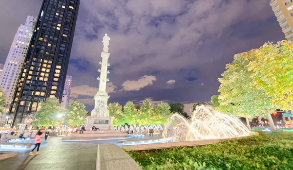 Columbus Circle Piazza Edifici Notte New York — Foto Stock