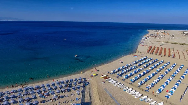 Panoramisch Luchtfoto Van Soverato Kust Stranden Zomer Calabrië Italië — Stockfoto