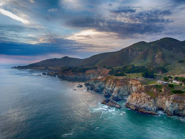 Big Sur Kalifornien Luftaufnahme Der Küste Bei Sonnenuntergang — Stockfoto