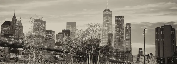 Brooklyn Bridge New York City Met Skyline Van Manhattan Achtergrond — Stockfoto