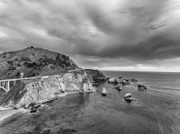 Big Sur California Gün Batımında Hava Sahil Şeridi Görünümü — Stok fotoğraf