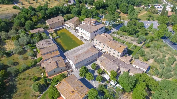 Bagno Vignoni Toskana Bölgesindeki Hava Görünümünü Bagno Vignoni Termal Bir — Stok fotoğraf