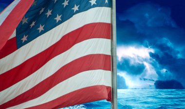 Amerikan bayrağı, ABD üzerinde fırtına.