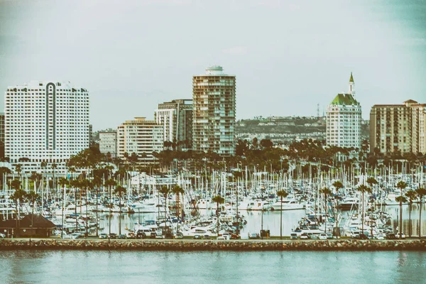 Long Beach California Skyline Atardecer —  Fotos de Stock