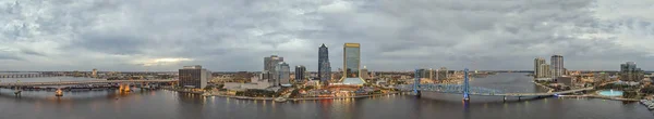 Fantastiska Panorama Flygfoto Över Jacksonville Skyline Skymningen Florida — Stockfoto