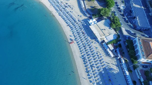 Bela Vista Aérea Com Praia Guarda Chuvas Conceito Férias — Fotografia de Stock