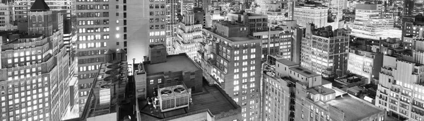 Skyline Notturno New York City Bianco Nero Usa — Foto Stock