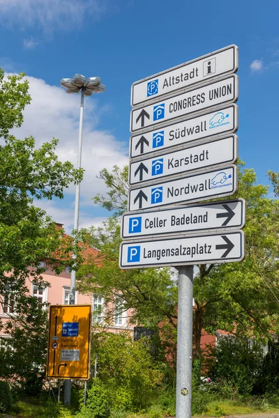 Celle Deutschland Juli 2016 Verkehrszeichen Der Innenstadt Celle Ist Eine — Stockfoto