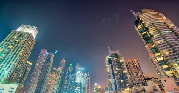 Dubai Marina Skyline Noite — Fotografia de Stock