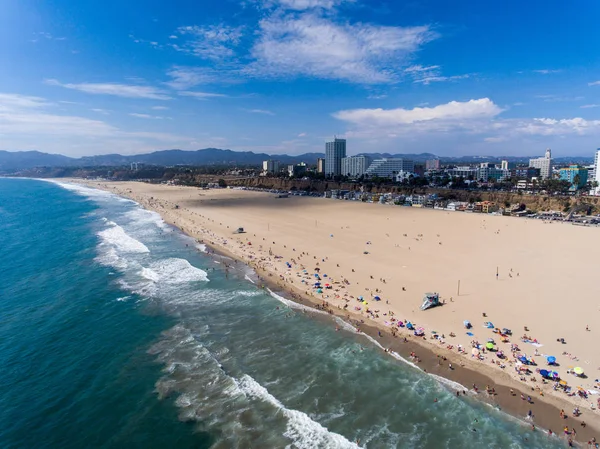 Luchtfoto Uitzicht Het Strand Van Santa Monica Californië — Stockfoto