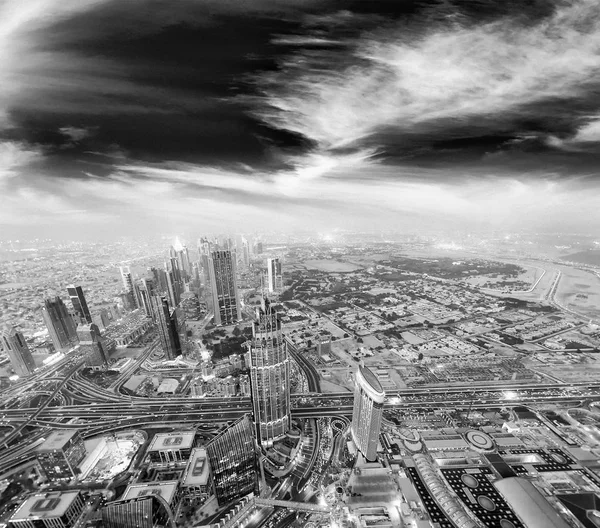Légi Felvétel Downtown Dubai Éjjel — Stock Fotó