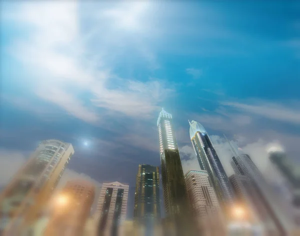 Skyline Van Downrtown Langs Sheikh Zayed Road Nacht Dubai — Stockfoto