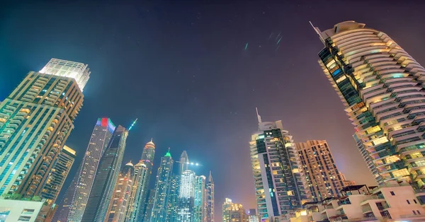 Dubai Marina Skyline Noite — Fotografia de Stock