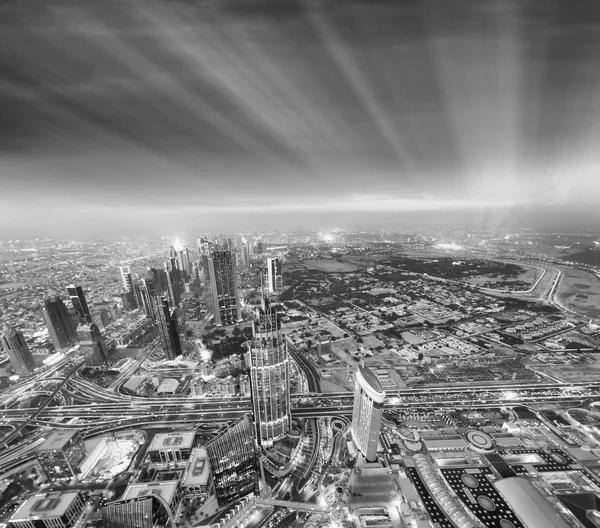 Légi Felvétel Downtown Dubai Éjjel — Stock Fotó
