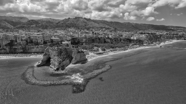 Panoramic Aerial View Tropea Coastline Beaches Summer Calabria Italy — Stock Photo, Image