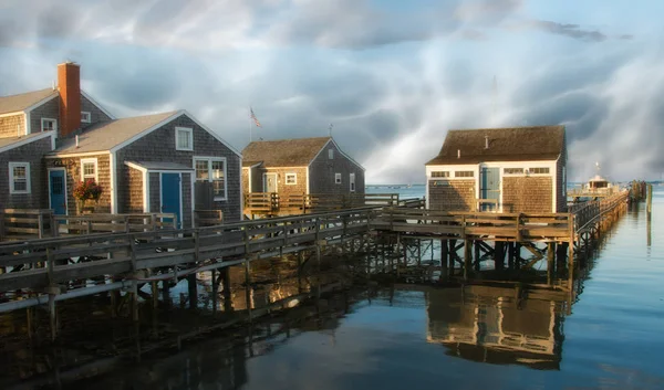 Gruppo Case Sull Acqua Nantucket Massachusetts — Foto Stock