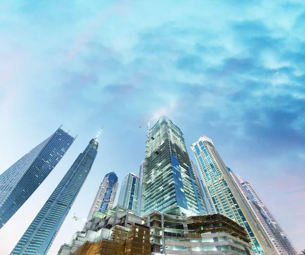 Hermosa Vista Del Horizonte Dubai Marina Por Noche — Foto de Stock