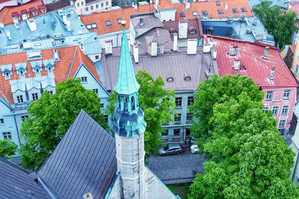 Tallin Binalar Ortaçağdan Kalma Şehir Havadan Görünümü — Stok fotoğraf