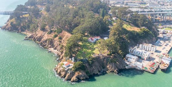 アルカトラズ島 サンフランシスコ カリフォルニアの空気のヘリコプター ビュー — ストック写真