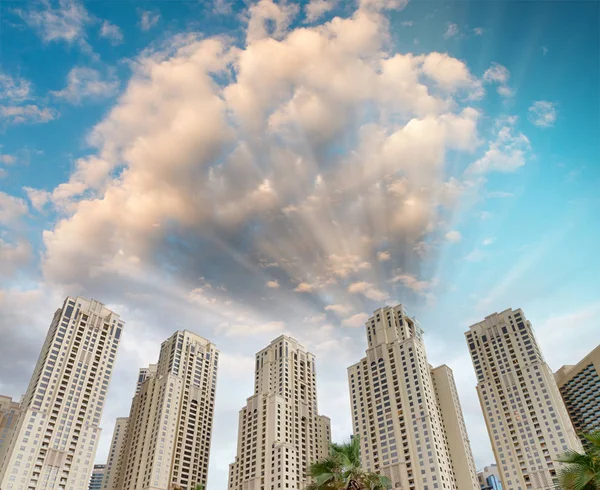 Dubai Marina Skyline Sunset Seen Promenade — Stock Photo, Image