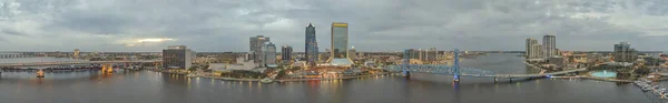 Jacksonville Febrero 2016 Vista Aérea Panorámica Del Horizonte Ciudad Atardecer — Foto de Stock