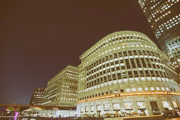 London May 2015 Canary Wharf Skyscrapers Night Major Financial Center — Stock Photo, Image