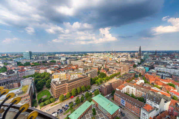 Beautiful aerial view of Hamburg in summer, Germany.