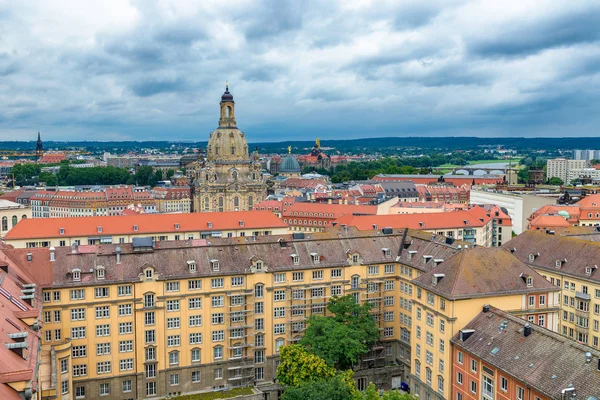 Aerial View Dresden Skyline Cloudy Day Germany — Stock Photo, Image