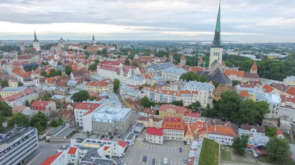 Panoramę Miasta Tallinn Zachód Słońca Aerial View Estonii — Zdjęcie stockowe